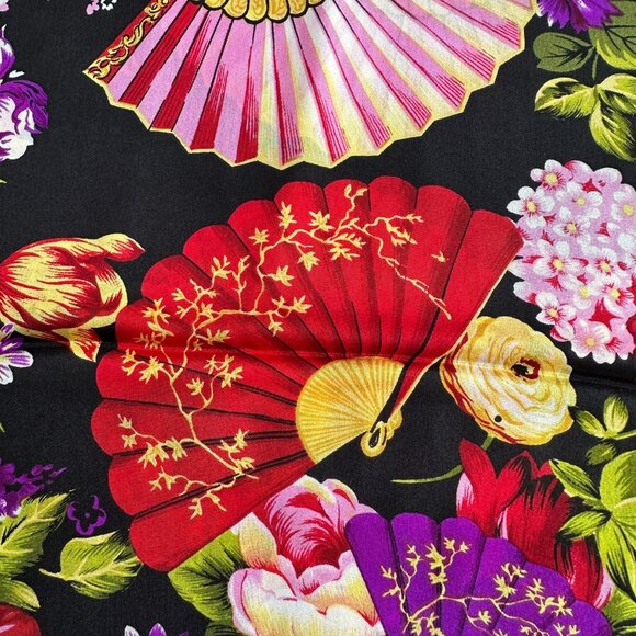 Oscar de la Renta Scarf, Silk, 50x10, Fan Floral Print - Picture 2 of 8